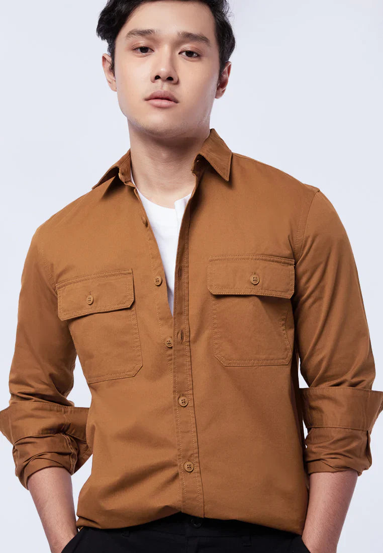 Slim Fit Long Sleeve Utility Shirt