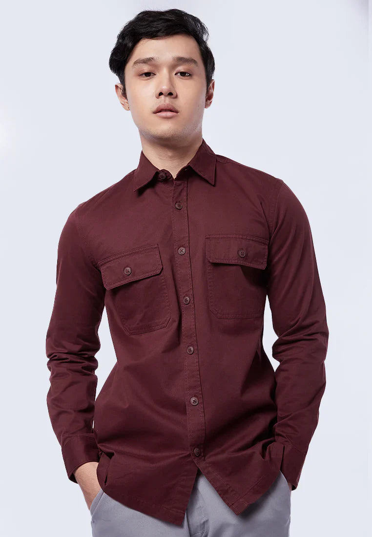 Slim Fit Long Sleeve Utility Shirt