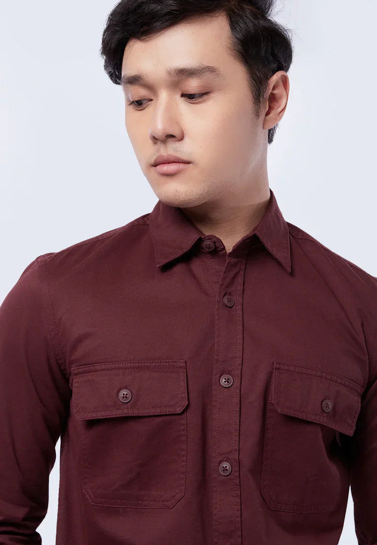 Slim Fit Long Sleeve Utility Shirt