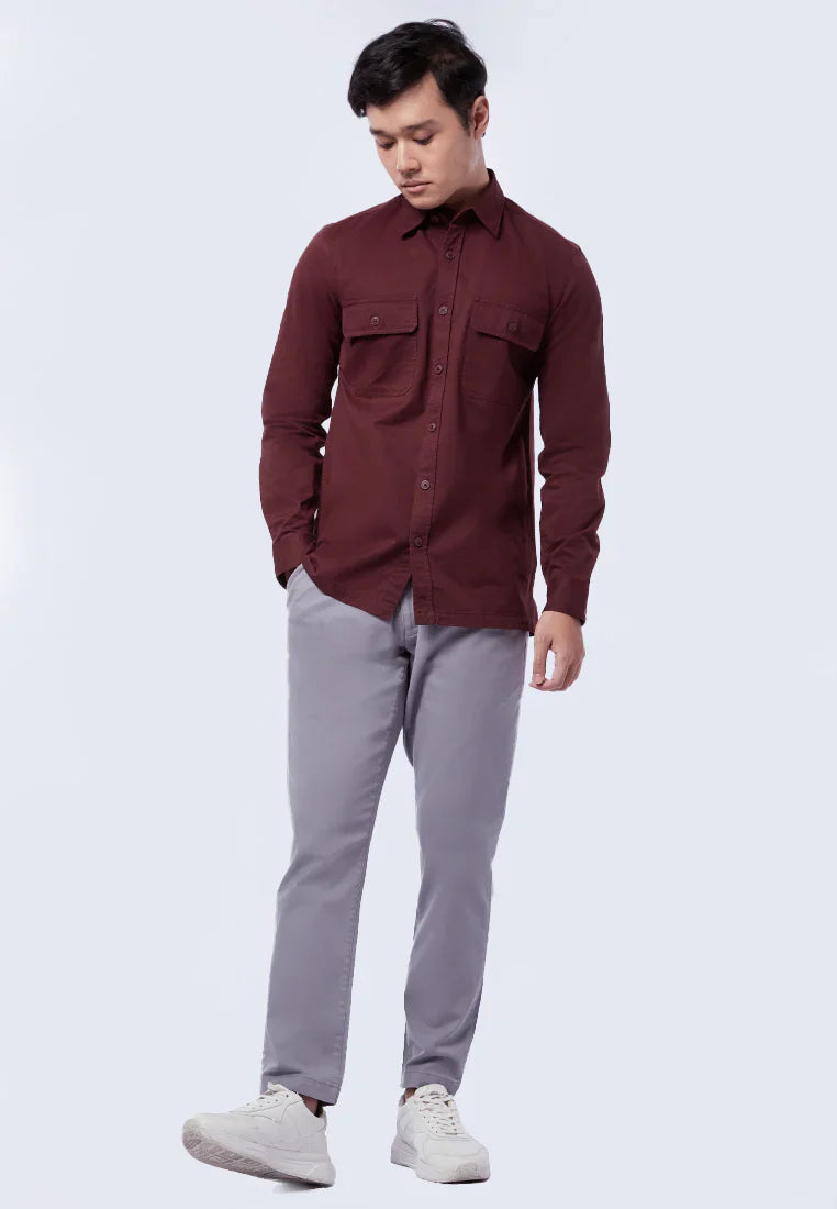 Slim Fit Long Sleeve Utility Shirt