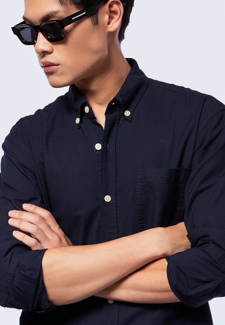 Slim Fit Long Sleeve Shirt Navy