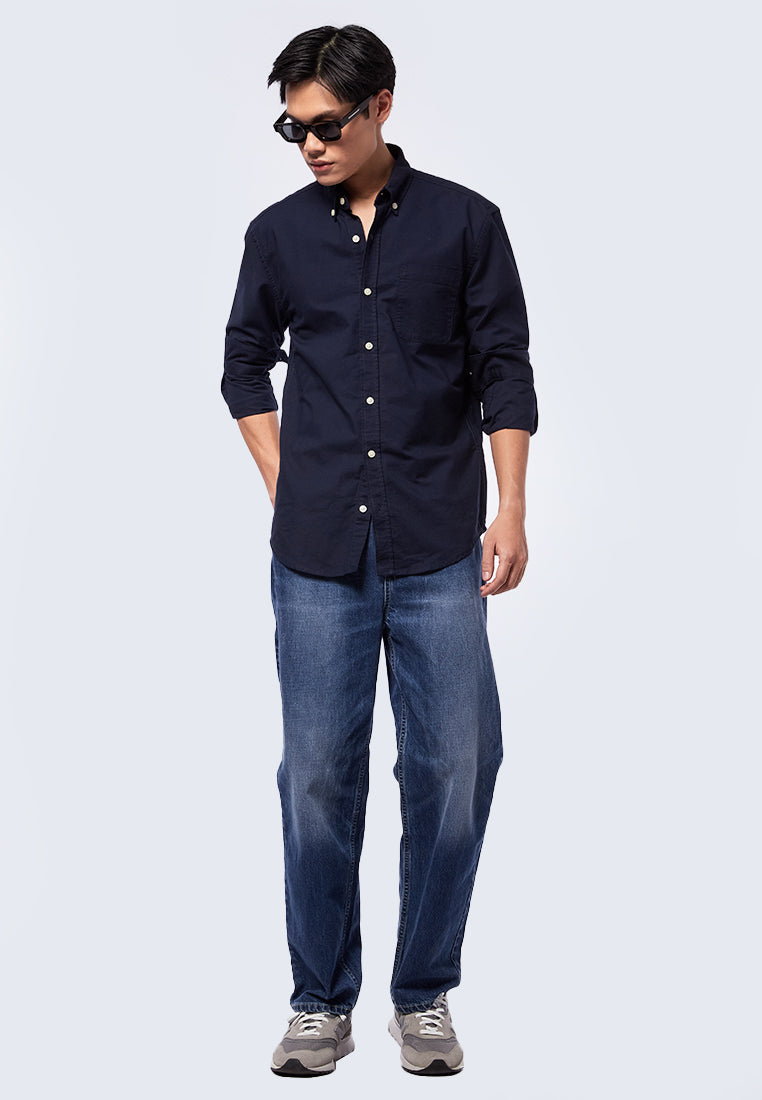 Slim Fit Long Sleeve Shirt Navy