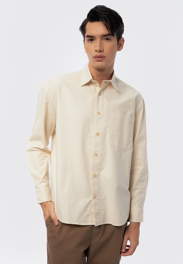Oversized Long Sleeve Shirt Beige