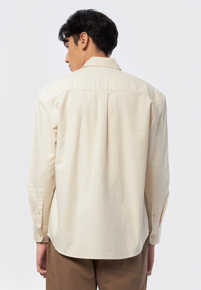 Oversized Long Sleeve Shirt Beige