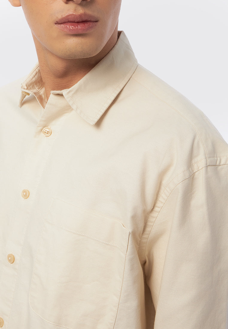 Oversized Long Sleeve Shirt Beige