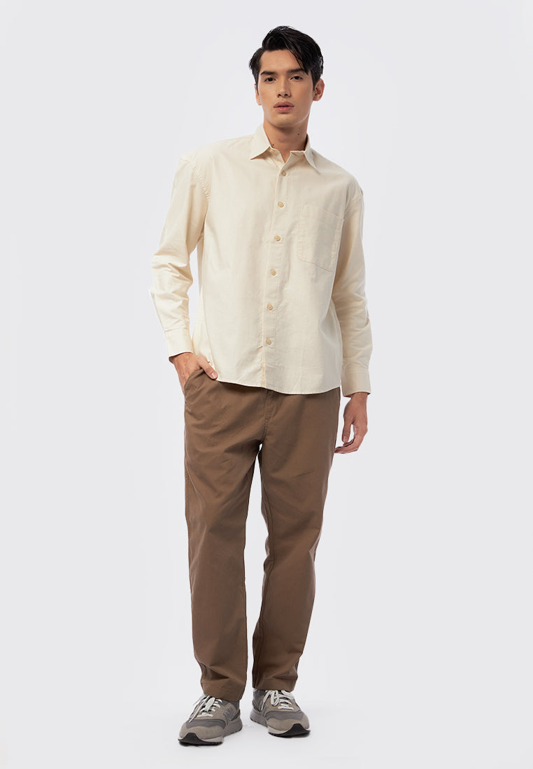 Oversized Long Sleeve Shirt Beige