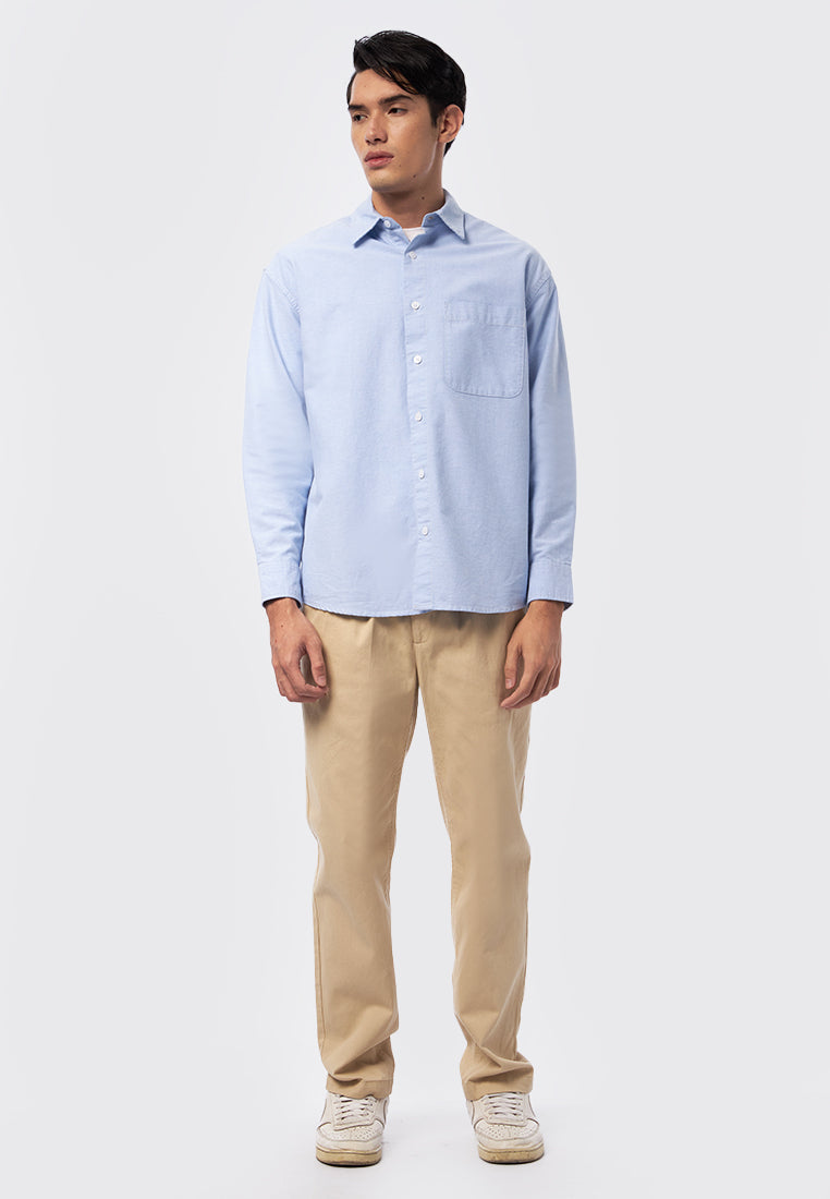 Oversized Long Sleeve Shirt Light Blue