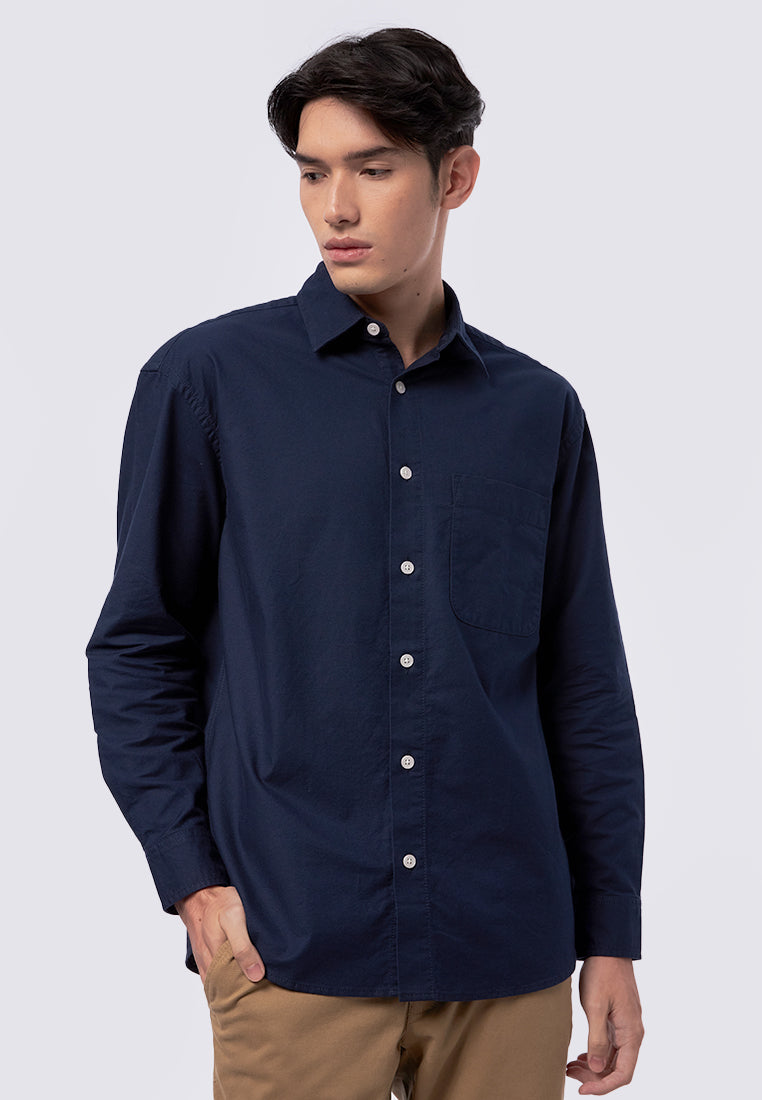 Oversized Long Sleeve Shirt Navy