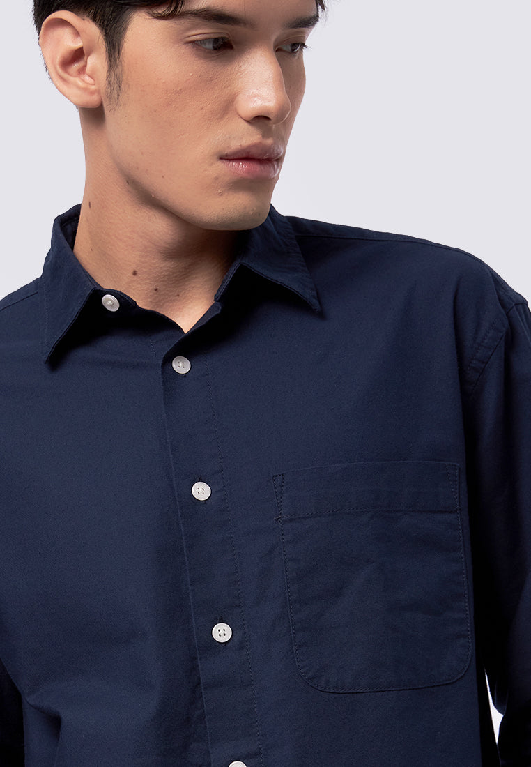 Oversized Long Sleeve Shirt Navy