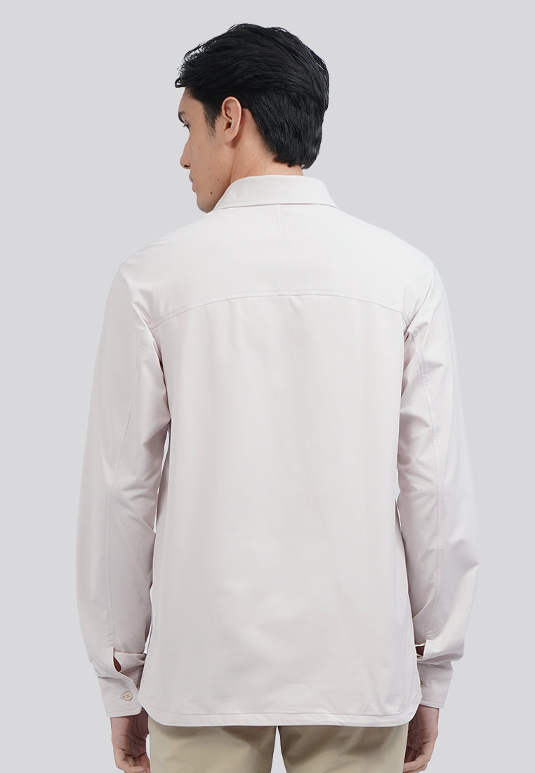 Long Sleeve Utility Knit Shirt Beige