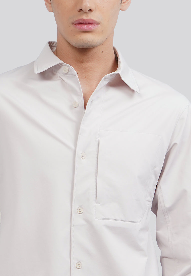 Long Sleeve Utility Knit Shirt Beige