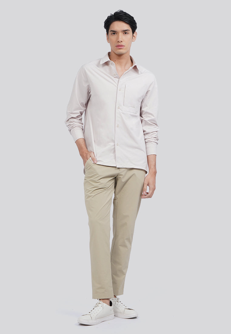 Long Sleeve Utility Knit Shirt Beige