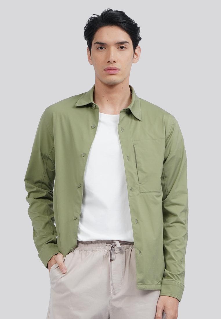 Long Sleeve Utility Knit Shirt Dusty Green