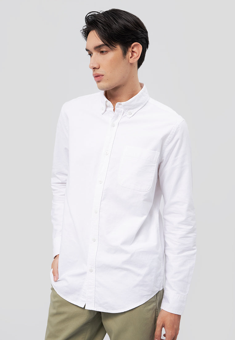 Regular Fit Long Sleeve Oxford Shirt White