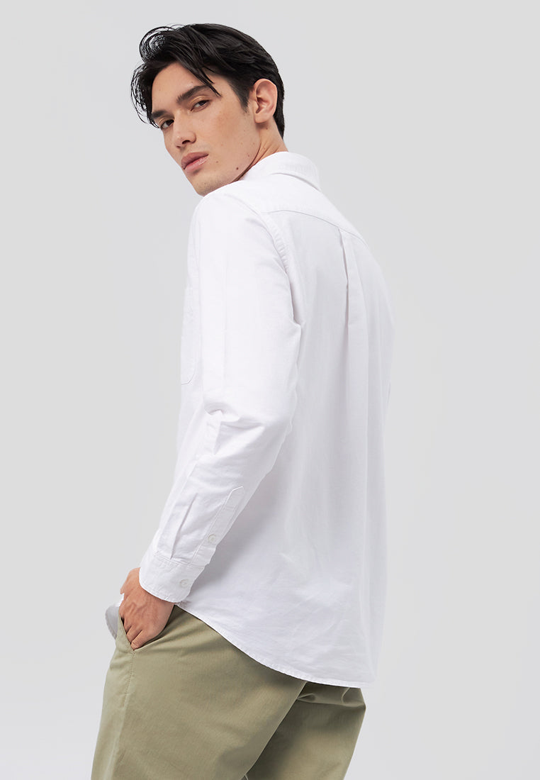 Regular Fit Long Sleeve Oxford Shirt White