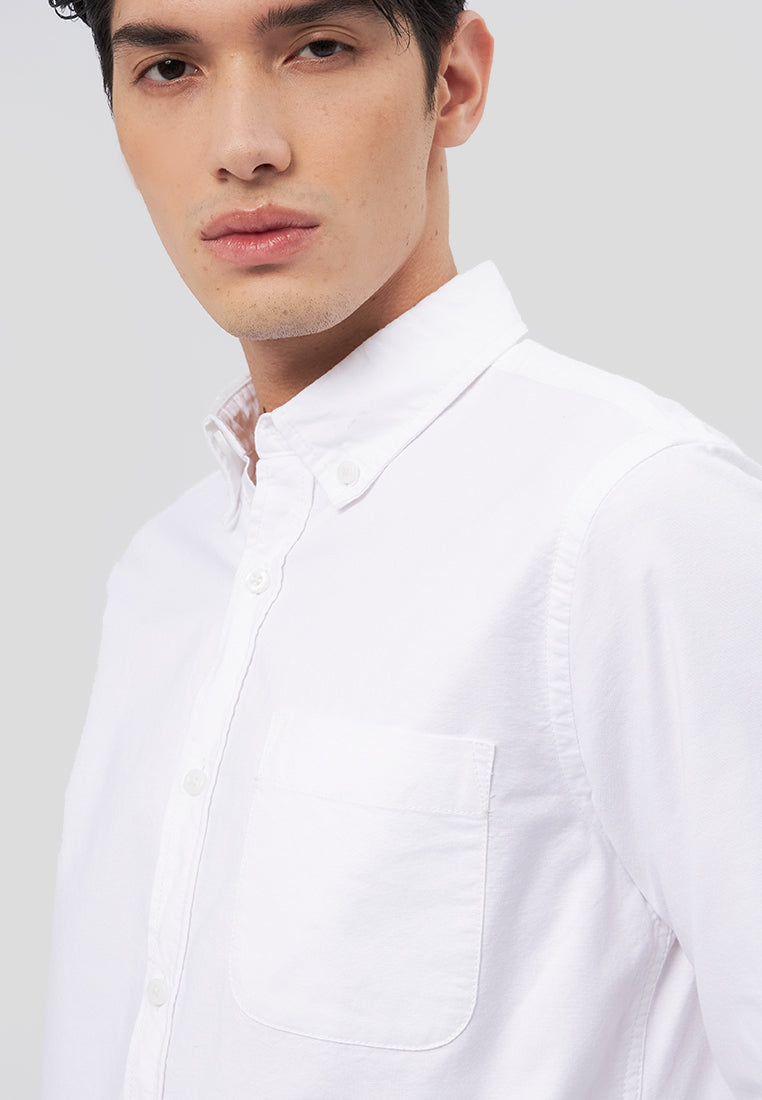 Regular Fit Long Sleeve Oxford Shirt White