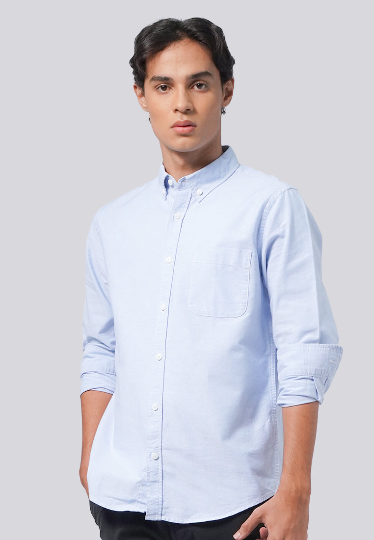 Regular Fit Long Sleeve Oxford Shirt L.Blue