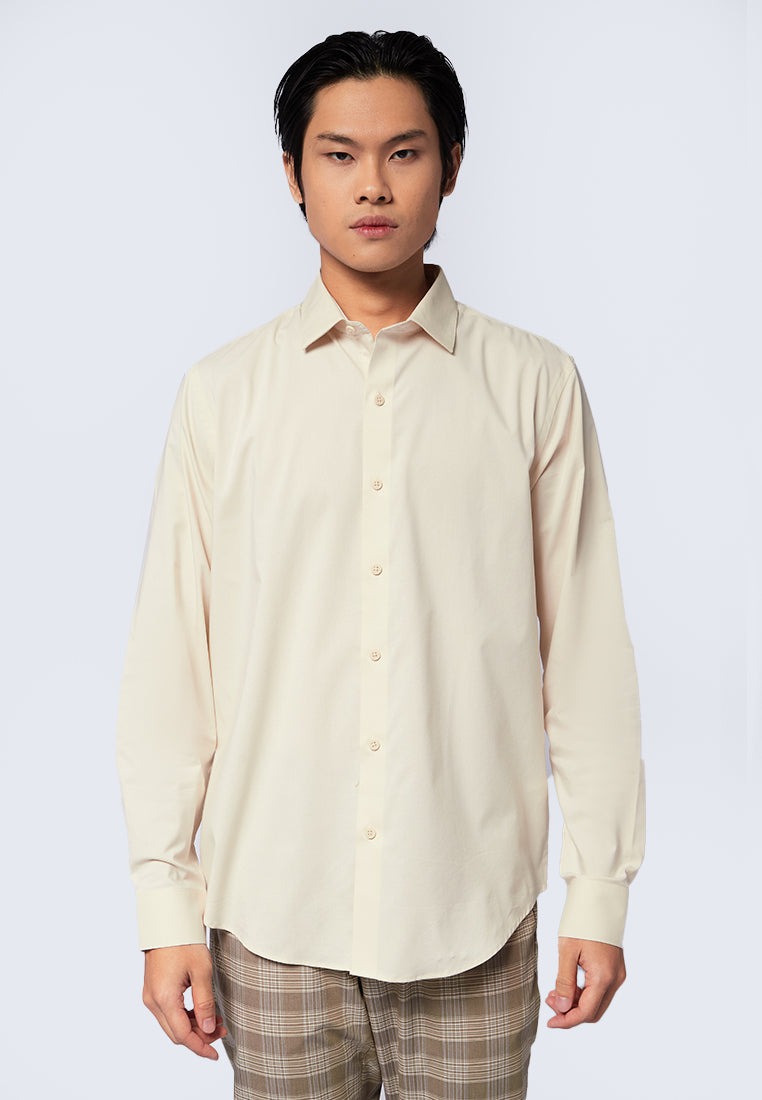 Regular Fit Long Sleeve Shirt Beige