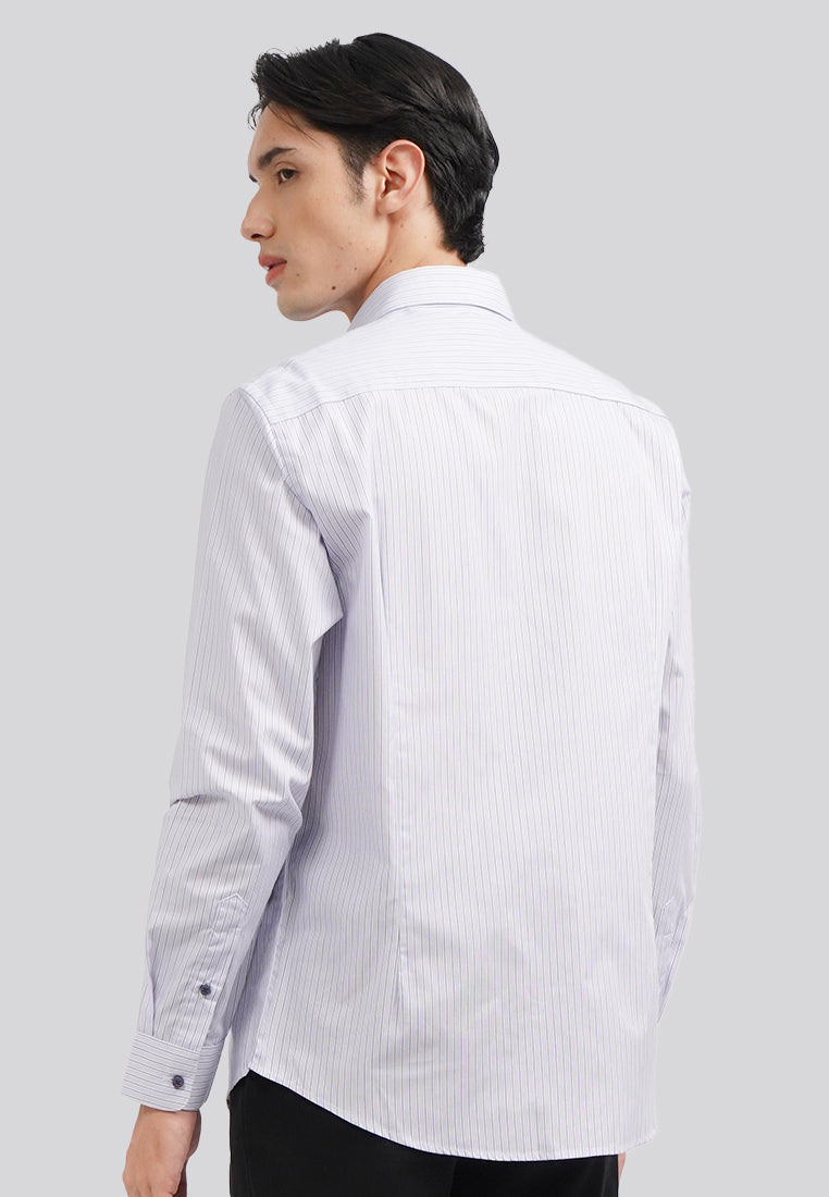 Easy Care Long Sleeve Stripe Shirt Blue