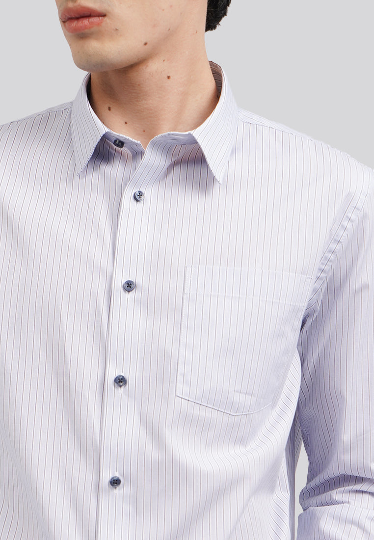 Easy Care Long Sleeve Stripe Shirt Blue
