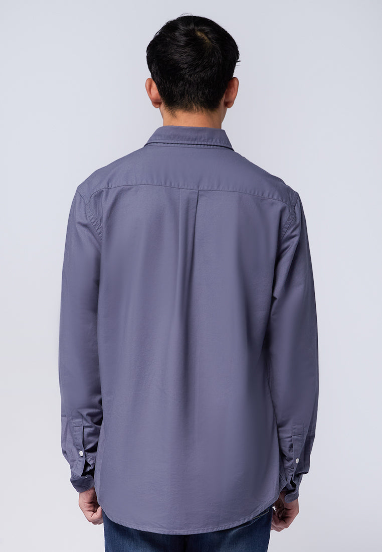 Regular Fit Long Sleeve Oxford Shirt Dusty Blue