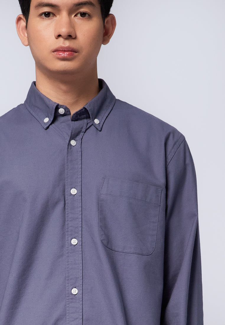 Regular Fit Long Sleeve Oxford Shirt Dusty Blue