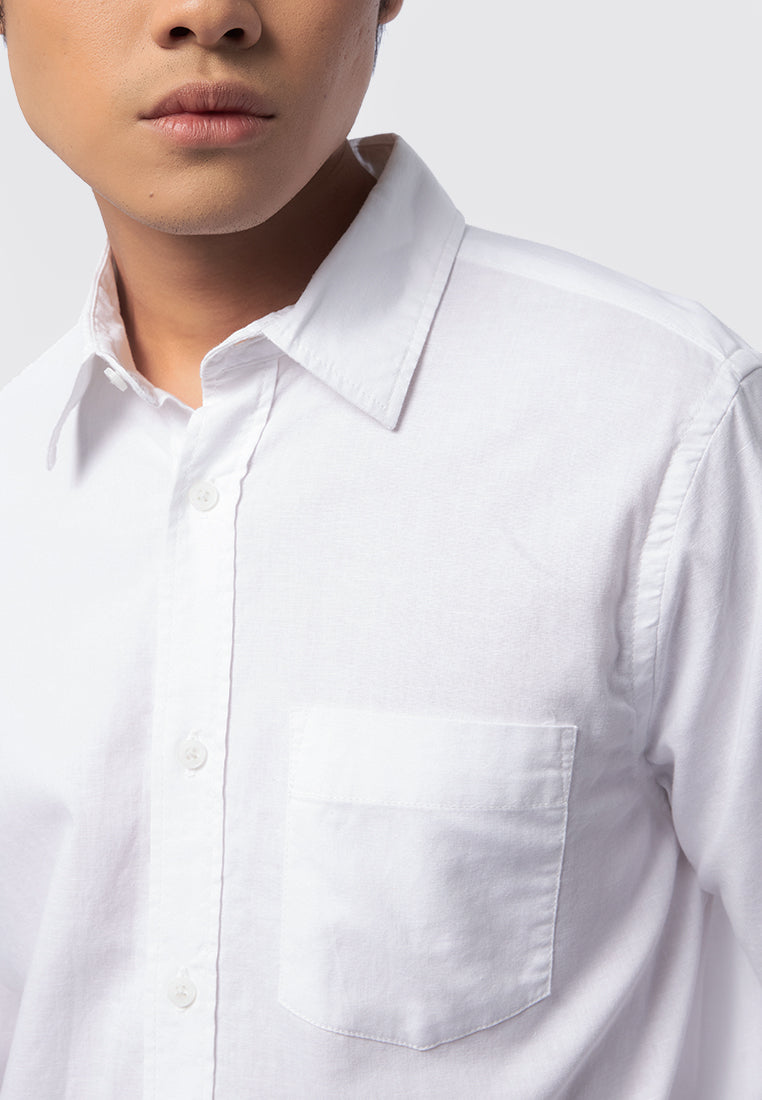 Long Sleeve Linen Shirt White
