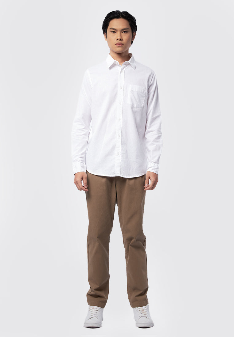 Long Sleeve Linen Shirt White