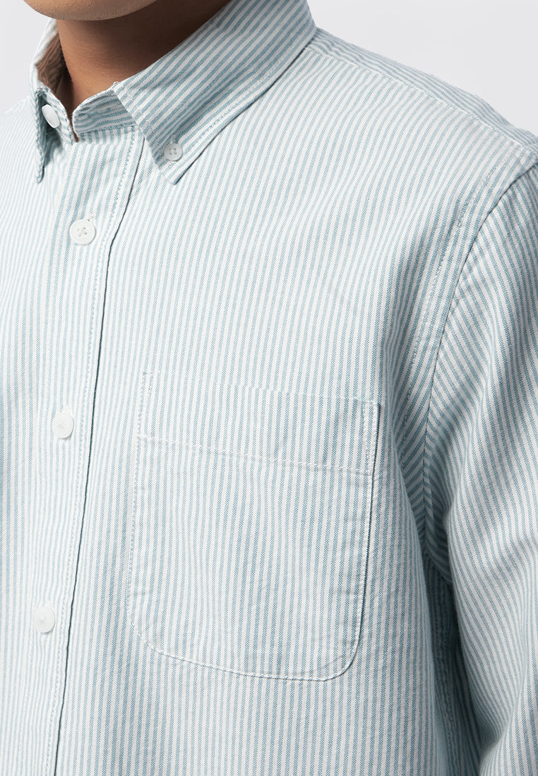 Long Sleeve Striped Oxford Shirt