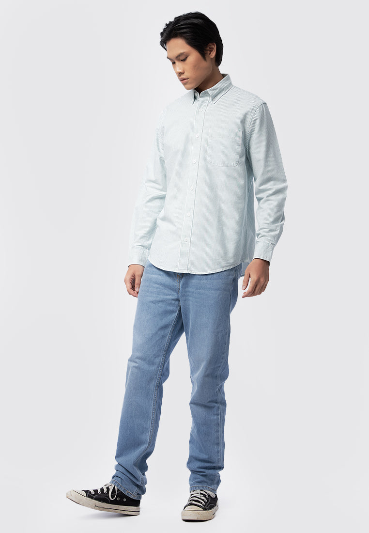 Long Sleeve Striped Oxford Shirt