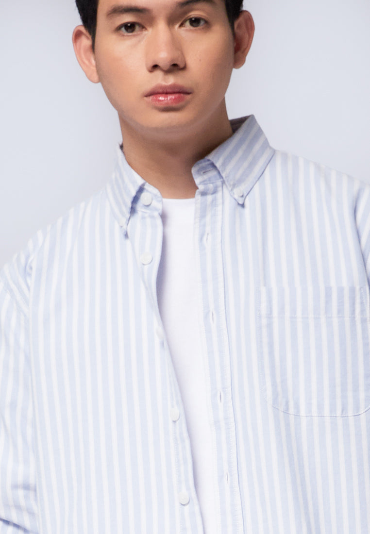 Long Sleeve Striped Oxford Shirt