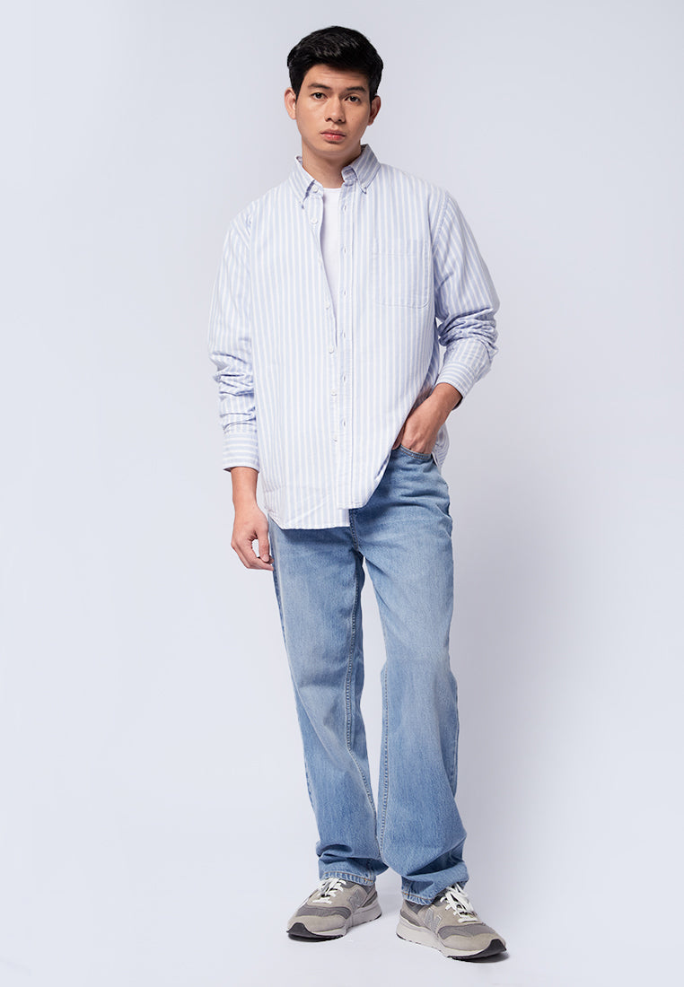 Long Sleeve Striped Oxford Shirt