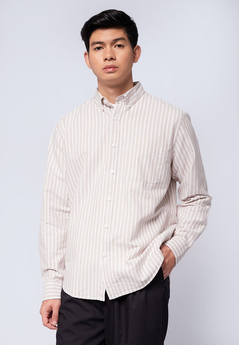 Long Sleeve Striped Oxford Shirt