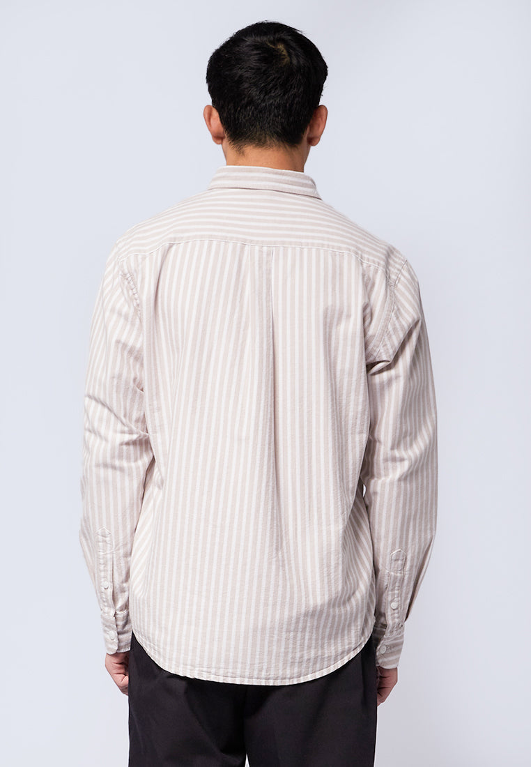 Long Sleeve Striped Oxford Shirt