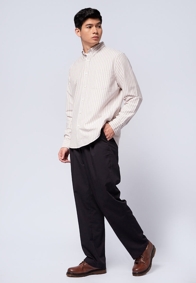 Long Sleeve Striped Oxford Shirt