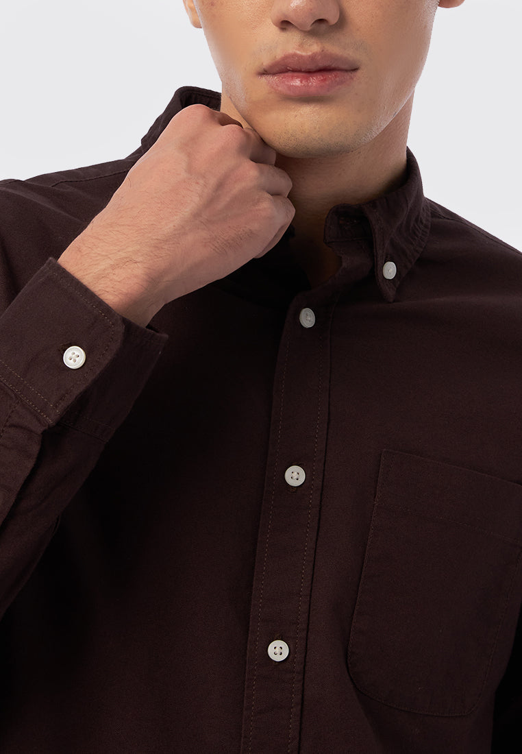 Long Sleeve Oxford Shirt Dark Brown