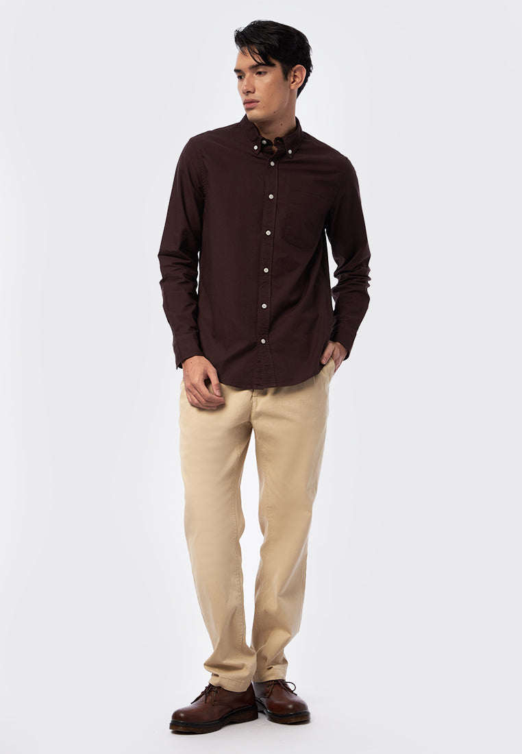 Long Sleeve Oxford Shirt Dark Brown