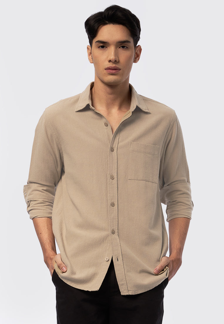 Long Sleeve Washed Textured Shirt