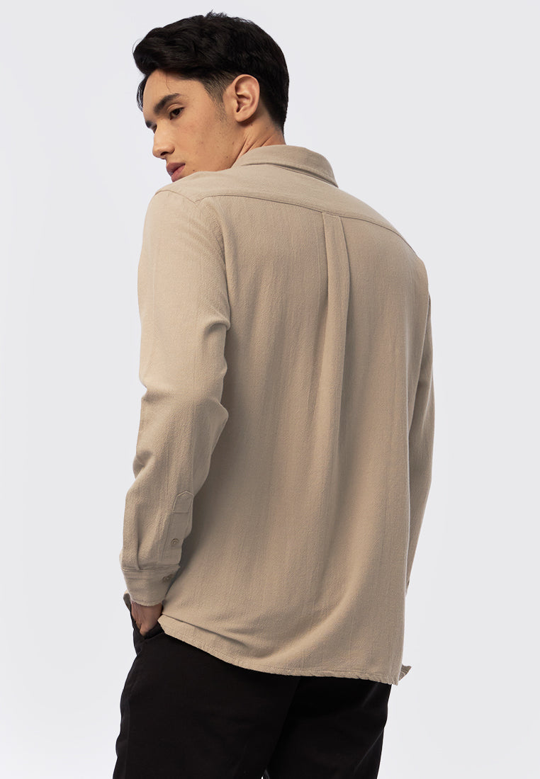 Long Sleeve Washed Textured Shirt
