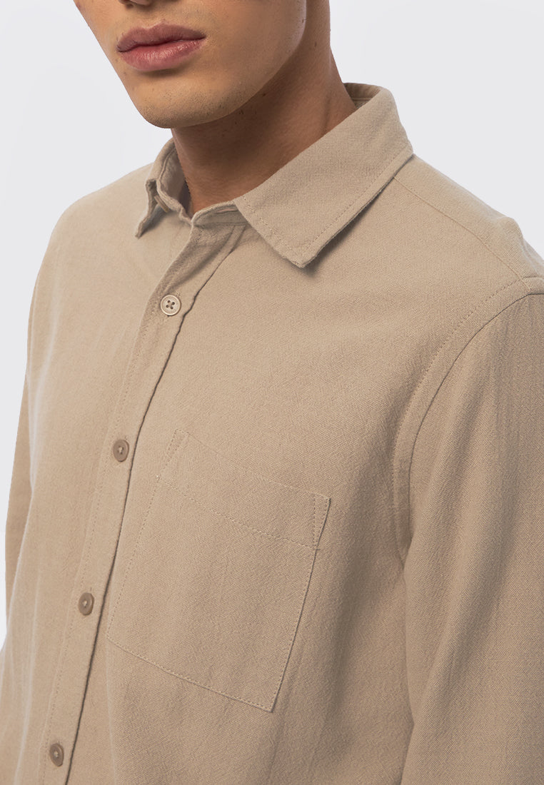 Long Sleeve Washed Textured Shirt