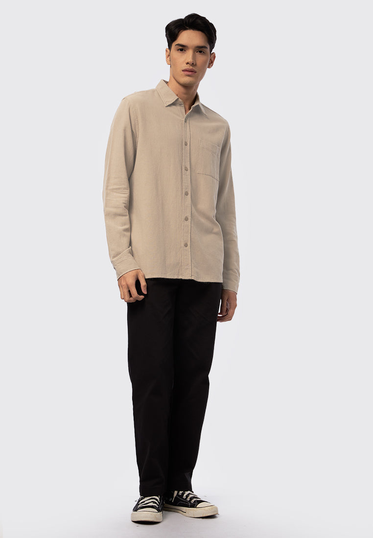 Long Sleeve Washed Textured Shirt
