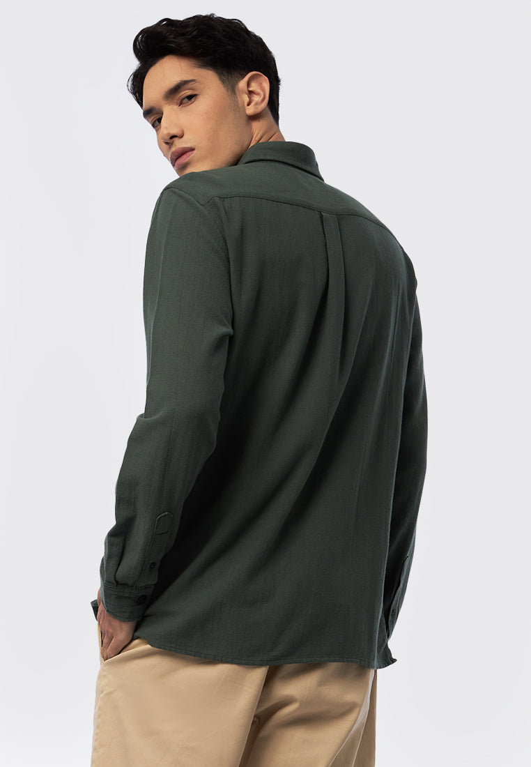 Long Sleeve Washed Textured Shirt