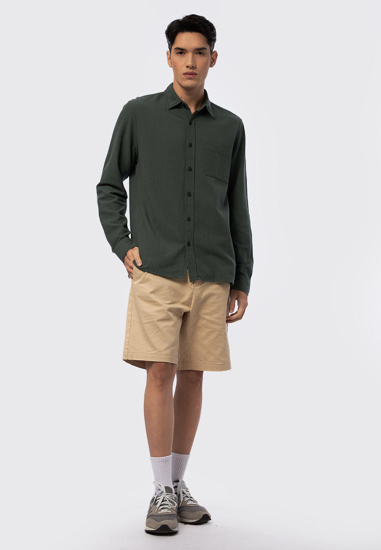 Long Sleeve Washed Textured Shirt