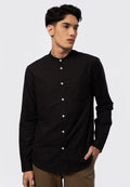 Long Sleeve Stand Up Collar Shirt Black
