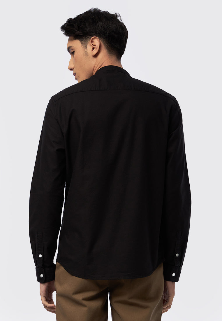 Long Sleeve Stand Up Collar Shirt Black