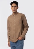 Long Sleeve Stand Up Collar Shirt Sand
