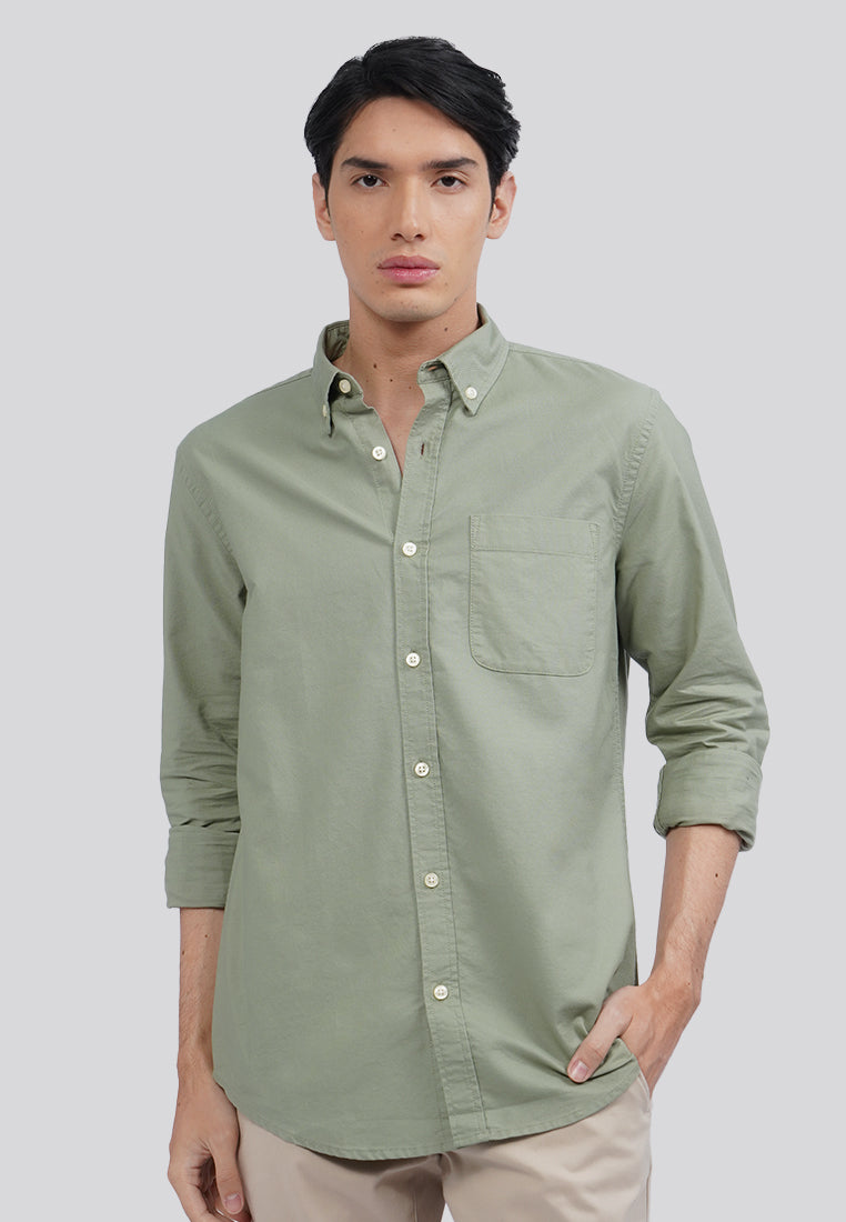Regular Fit Long Sleeve Oxford Shirt Sage