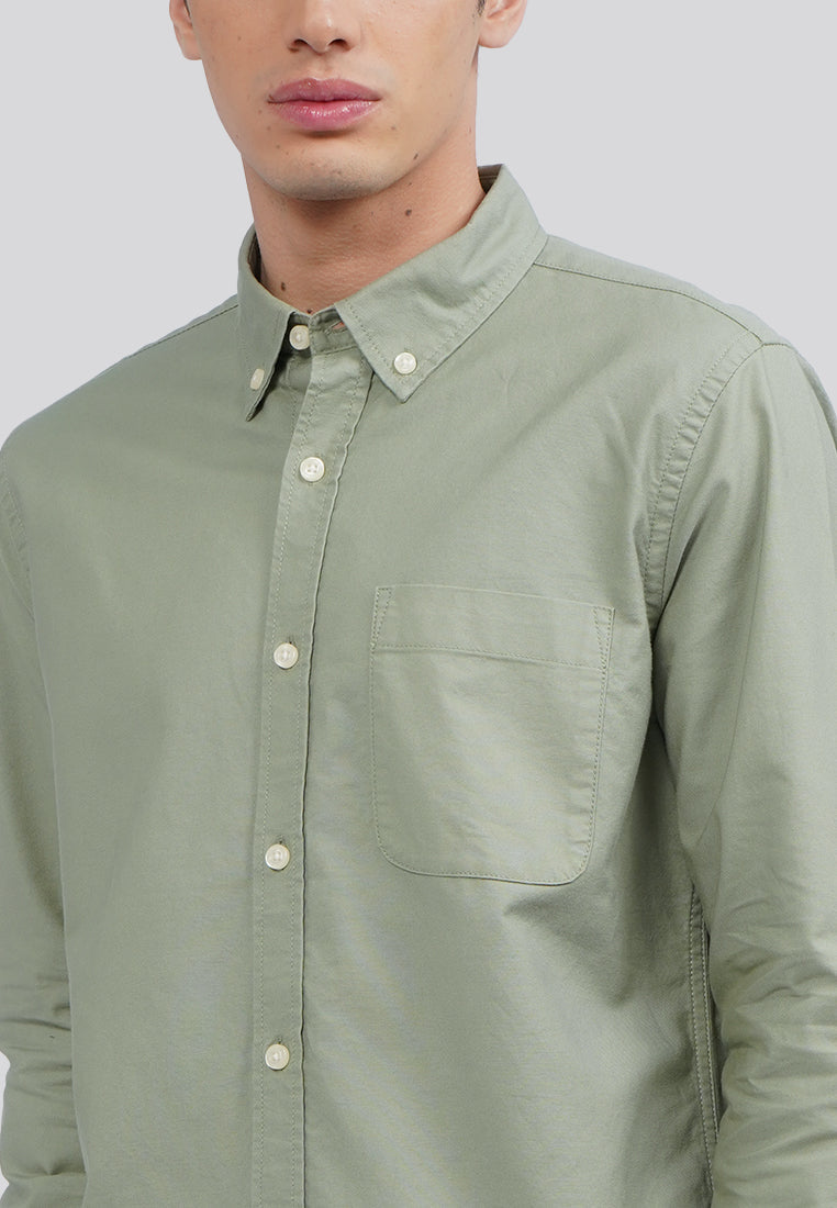 Regular Fit Long Sleeve Oxford Shirt Sage