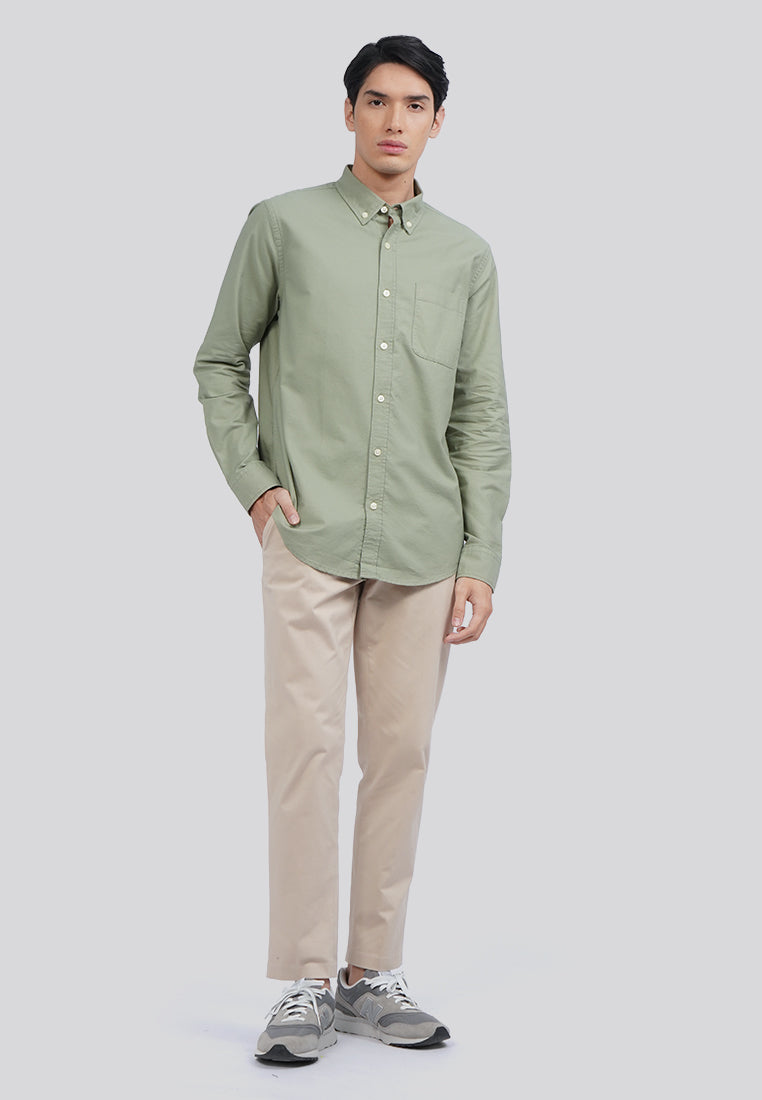Regular Fit Long Sleeve Oxford Shirt Sage