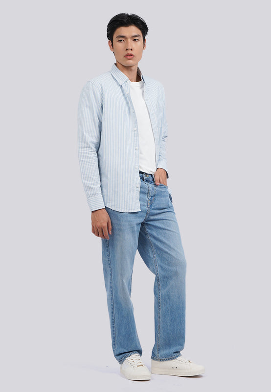 Long Sleeve Stripes Oxford Shirt